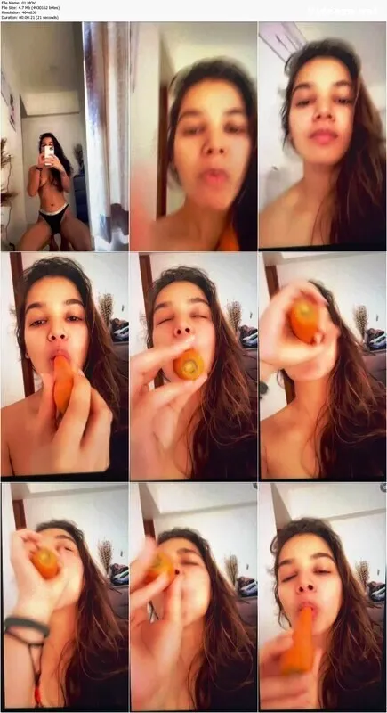 Beautiful Horny Babe Sucking Carrot