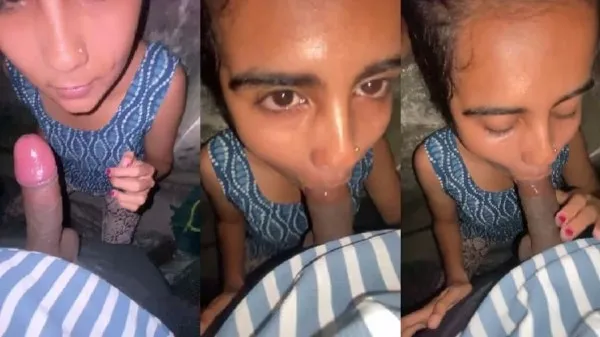 Neighbor Gives Indian Blowjob Behind The House At Night